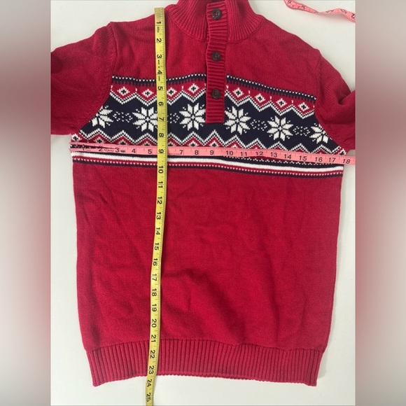 NWT THE CHILDRENS PLACE Sweater Boys XL 14 Red Fair Isle Mock Neck Long Sleeve - Picture 4 of 7